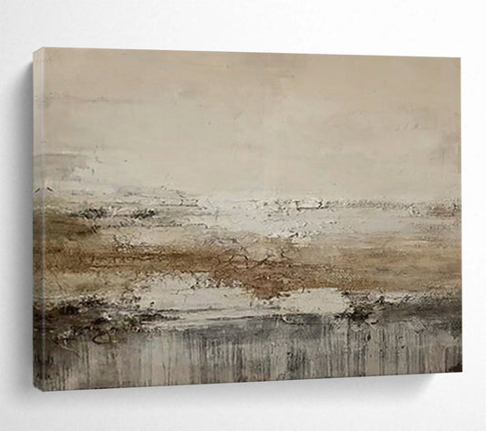 “Neutral Textured Horizon” - Beiges, browns, grays; subtle, layered - texture abstraction CT1628