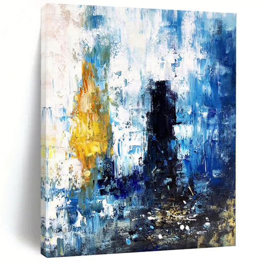 “Blue - Yellow Abstract Cityscape”，Expressive Abstract Painting CT0381