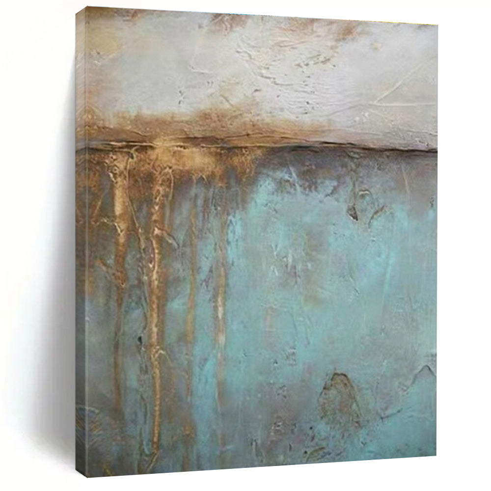 “Teal - Brown Textured Layers”，Abstract Textured Art CT0629