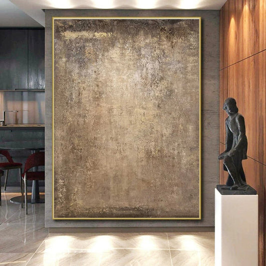“Vintage Textured Taupe”，Rustic Abstract Art CT0647