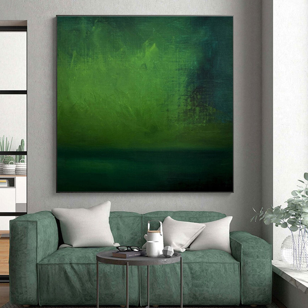 “Dark Green Abstract Field”，Abstract Color Field Art CT0628