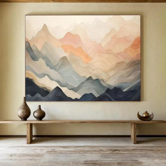 “Pastel Mountain Layers” – Soft pinks, blues, grays forming geometric mountain silhouettes CT1696