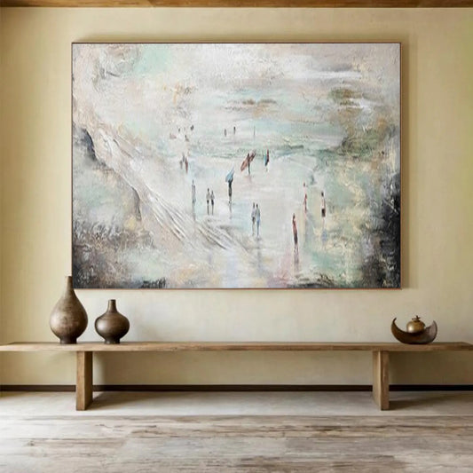 “Beach Scene Impression” – Impressionistic Figure Oil Painting CT1774