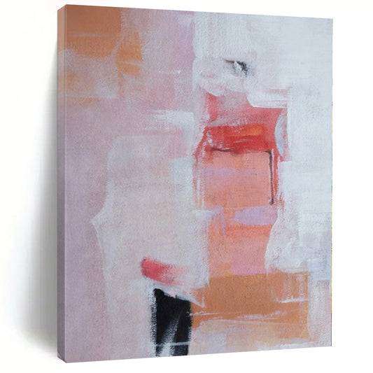 “Pink - Orange - White Abstract Forms” Impressionistic Acrylic Art CT0221