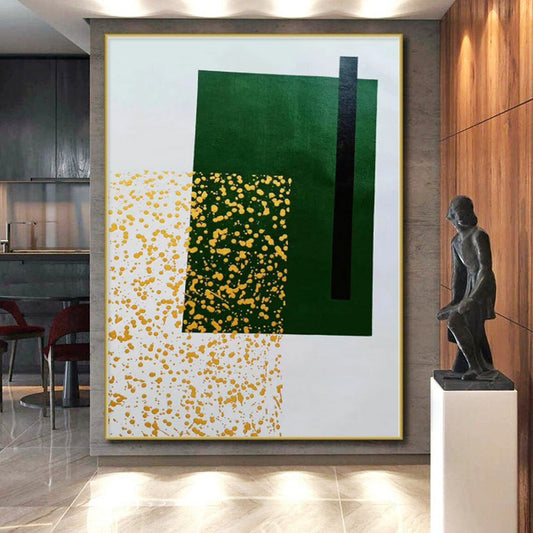 “Green - Yellow Geometric Abstraction” - Abstract Minimalist Art CT0463