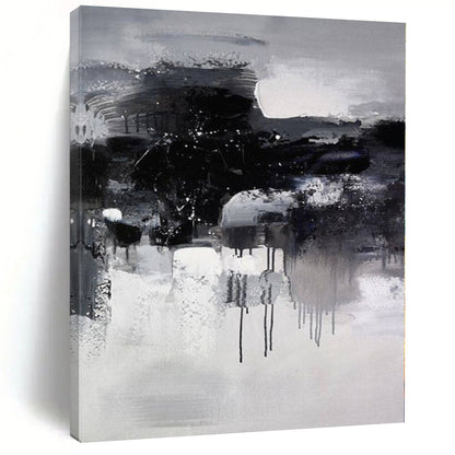 “Black - White Abstract Drizzle”，Expressive Abstract Painting CT0376