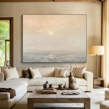Seascape at dawn/dusk with a soft, glowing sun and calm waters CT1669