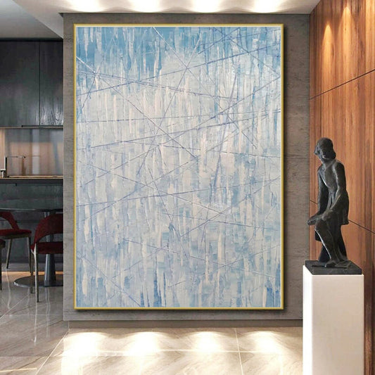 “Blue - White Linear Abstraction” - Abstract Minimalist Art CT0475