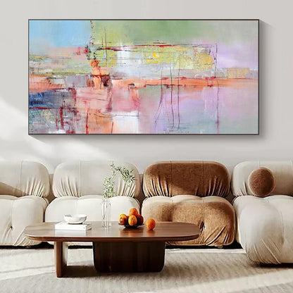 “Colorful Abstract Geometric Lines” Modernist Acrylic Art CT0211