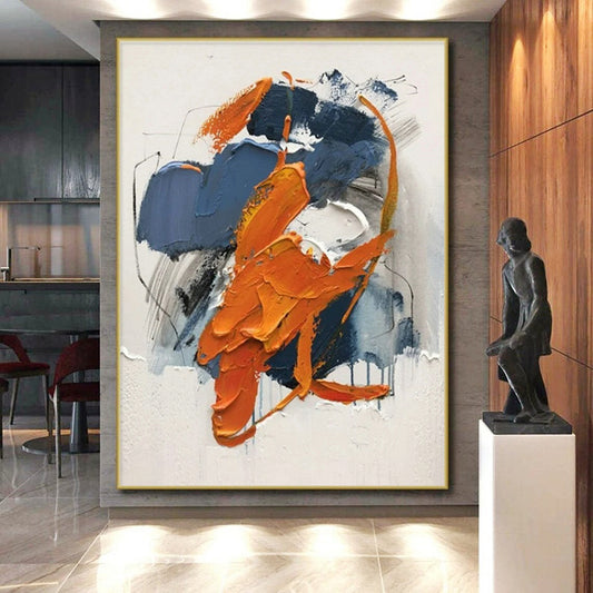 “Blue - Orange Textured Impasto”，Abstract Impasto Art CT0613