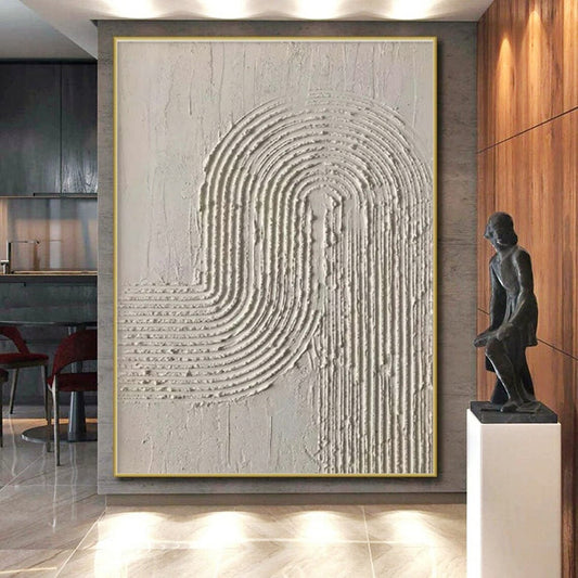 “Light Grey Textured Arcs”，Textured Abstract Art CT0596