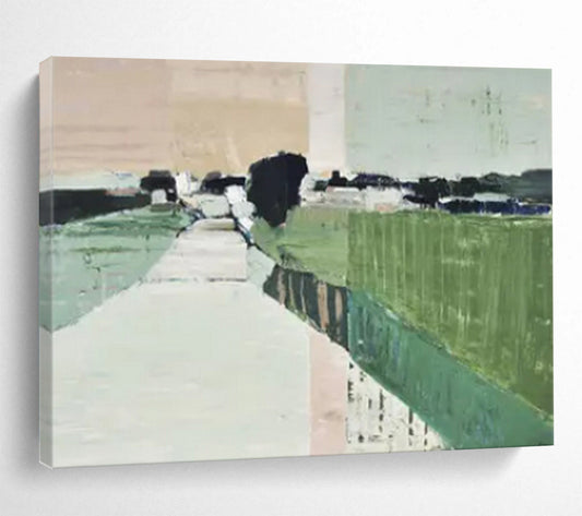 “Abstract Countryside Path ” - Blocks of green, beige, and gray; abstract forms suggesting a path through the countryside CT1541