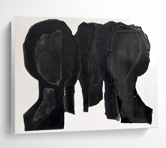 “Black Silhouette Collage” – Abstract Mixed - Media Collage CT1780