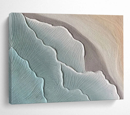 “Textured Terrain” - Shades of light blue, gray, and beige; layered, undulating textures resembling earth’s veins CT1525