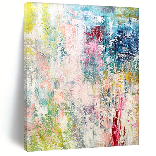 “Pastel Paradise” - Abstract Painting with Pink, Green, Blue, Yellow, White CT0042