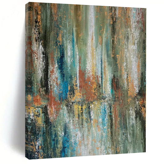 “Nature's Mirror” - Abstract Acrylic with Green, Blue, Orange, White CT0049