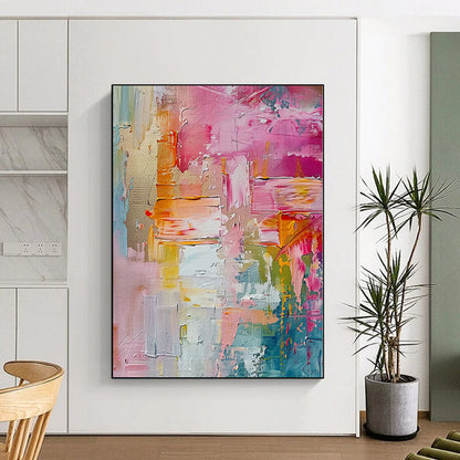 “Vibrant Pink Palette” - Abstract Painting with Pink, Orange, Blue, Green CT0090