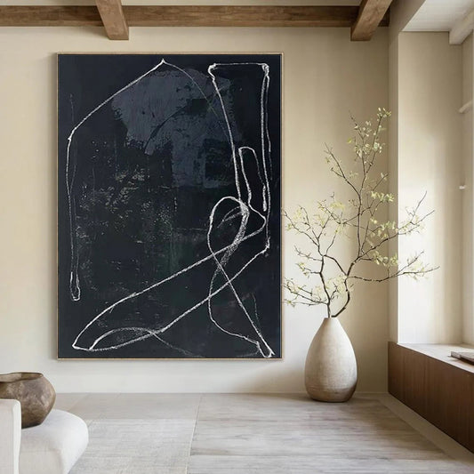 “Black - White Textured Line” Charcoal Drawing CT0161