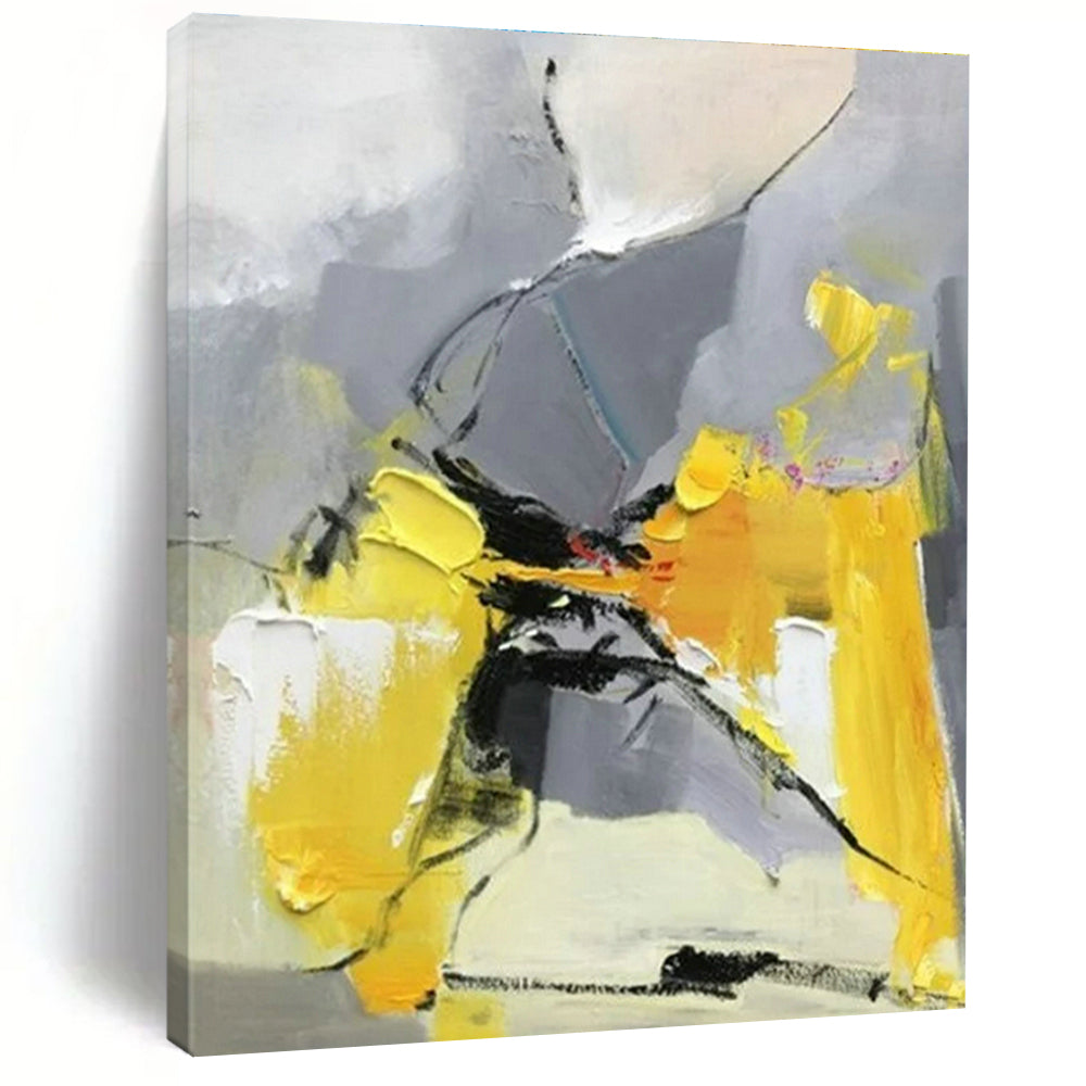 “Yellow - Grey - Black Abstract Composition”，Abstract Expressionist Art CT0618
