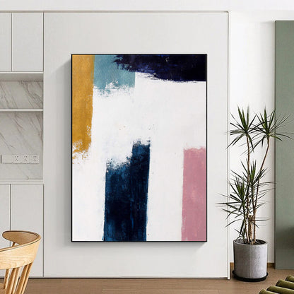 “Color Blocks” - Abstract Work with Yellow, Blue, White, Pink CT0037