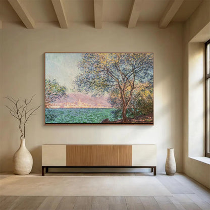 “Monet - Inspired Coastal Tree” - Greens, blues, soft pastels; impressionistic tree by the water CT1610