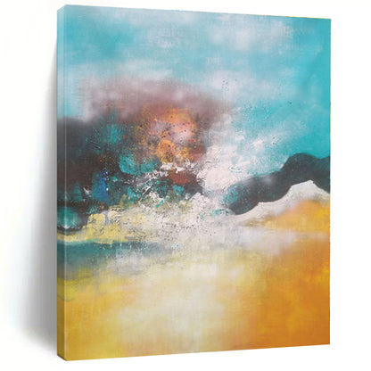 “Turquoise - Orange Abstract Landscape” - Abstract Landscape Art CT0474