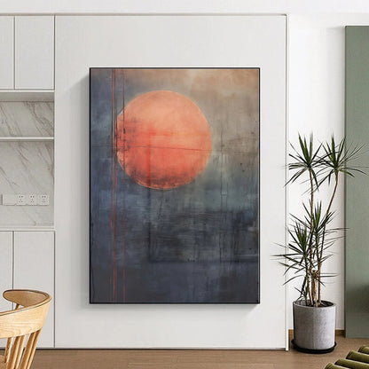“Red Sun - Gray Sky Abstract” - Abstract Landscape Art CT0452