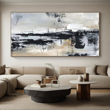 “Gray - Black - White Textured Abstraction” - Abstract Expressionist Art CT0501
