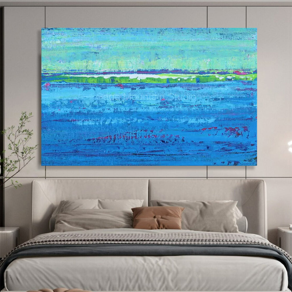 Vibrant Blue Waters & Colorful Horizon - Impressionistic Seascape CT1793