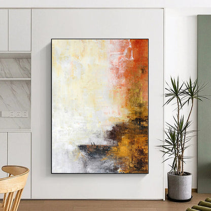 “Sunset Abstraction” - Abstract Painting with Yellow, Orange, Gray, Brown CT0066