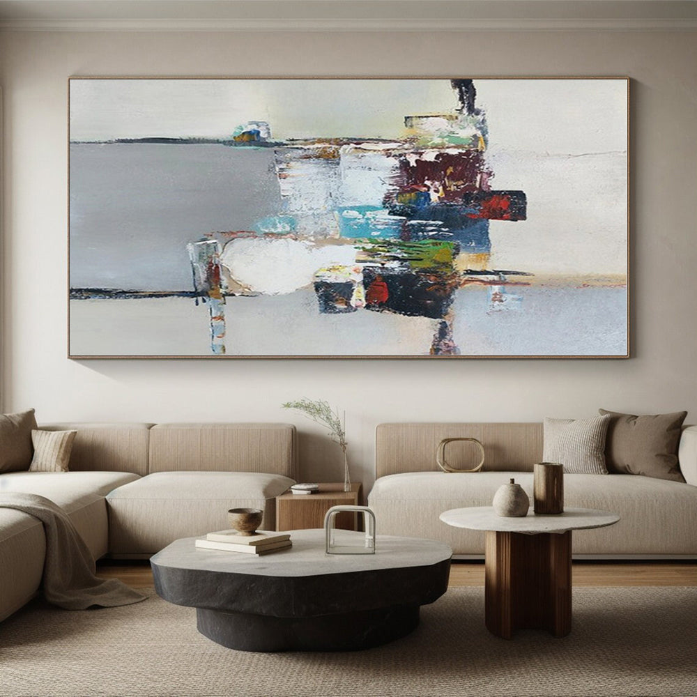 “Colorful Abstract Still Life”，Abstract Cubist - Inspired Oil Painting CT0588