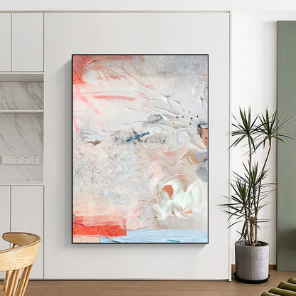 “Textured Serenity” - Abstract Work with Soft Pinks, Whites, Blues, Grays CT0096