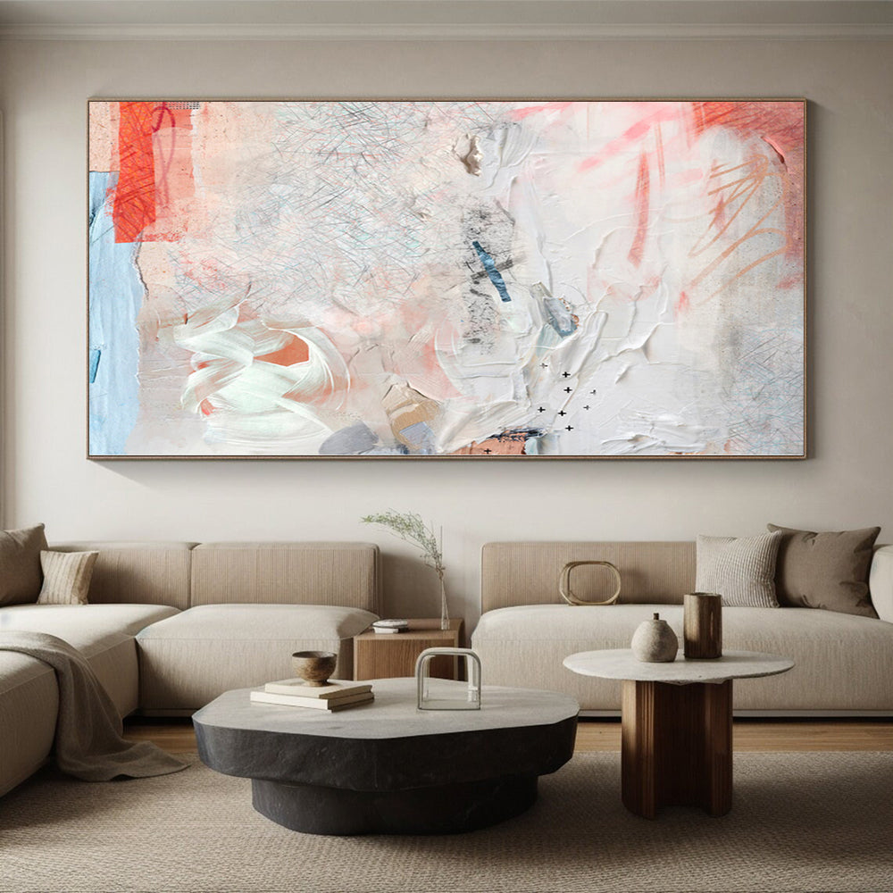 “Textured Serenity” - Abstract Work with Soft Pinks, Whites, Blues, Grays CT0096