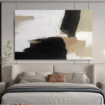 “Neutral Contrast” - Black, white, beige; thick black and beige blocks on white CT1569