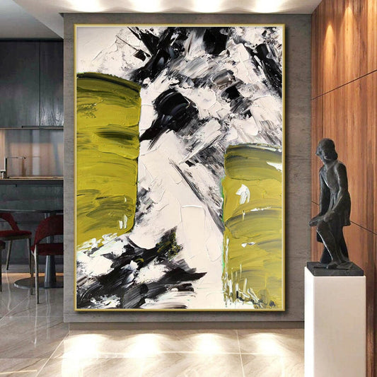 “Bold Green - Black Abstract Textures” Abstract Acrylic Art CT0305