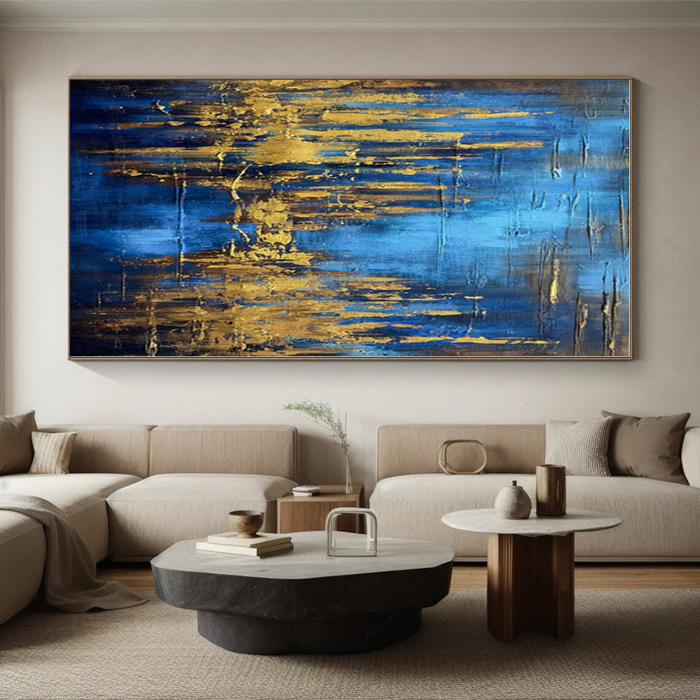 “Blue - Gold Abstract Forest” - Abstract Landscape Art CT0449