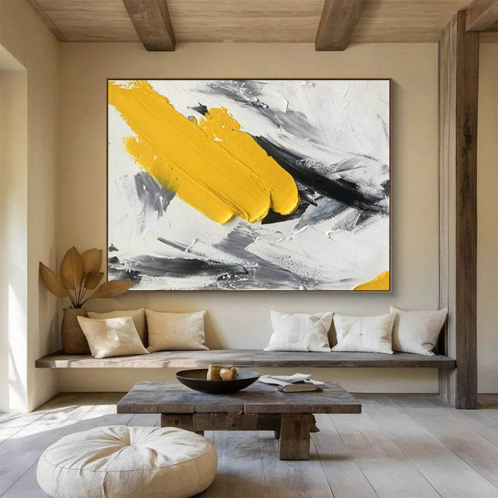 “Bold Strokes” - Bright yellow, blacks, whites; thick, expressive paint strokes CT1509