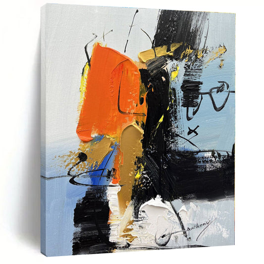 “Orange - Black Abstract Dynamism” - Abstract Expressionist Art CT0486