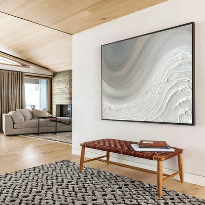 “White Wave” - Shades of grayish white and light gray; smooth wave textures like frost - piled waves CT1527