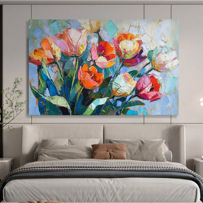 Colorful, textured painting of a bouquet of tulips CT1662