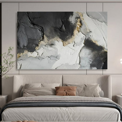 “Black & Gold Rockscape” - Black, gray, gold; textured, rocky surface with gold accents CT1580