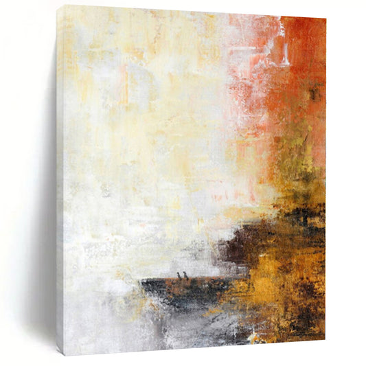 “Sunset Abstraction” - Abstract Painting with Yellow, Orange, Gray, Brown CT0066