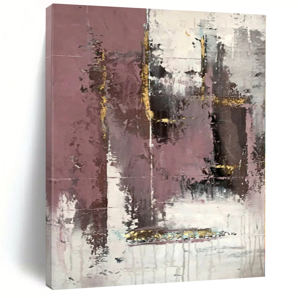 “Mauve and Gold Textured Abstract”，Textured Abstract Painting CT0366