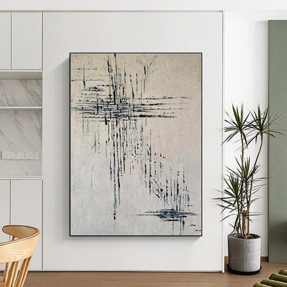 “Black - Blue Linear Abstraction” - Abstract Minimalist Art CT0469