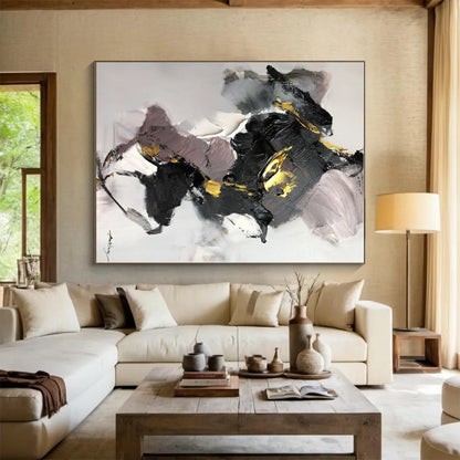 “Black - Gold - Purple Abstract” - Abstract Expressionist Art CT0511