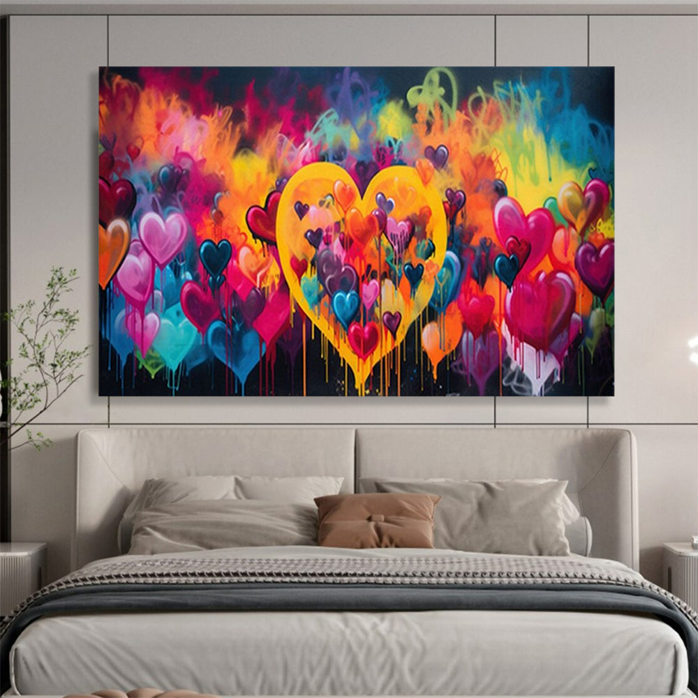 “Colorful Heart Graffiti” - Brights, pinks, purples, yellows; vibrant, dripping heart graffiti CT1630
