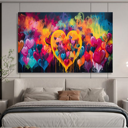 “Colorful Heart Graffiti” - Brights, pinks, purples, yellows; vibrant, dripping heart graffiti CT1630