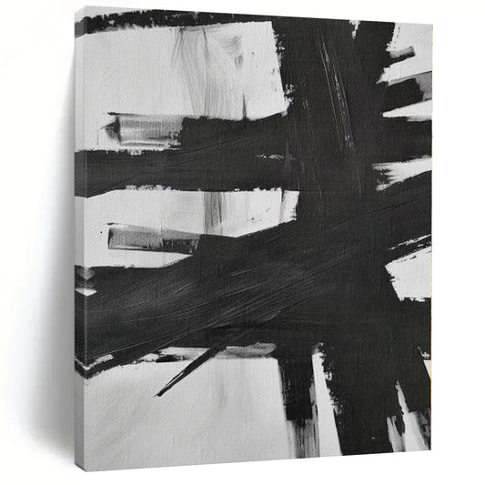 “Black - White Bold Strokes” Abstract Acrylic Art CT0266