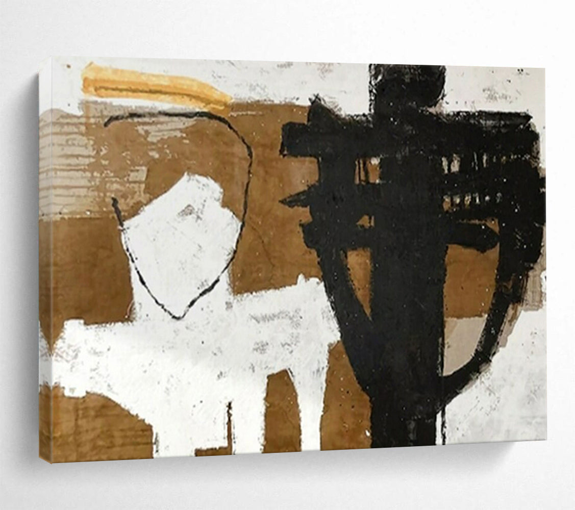 Abstract human and object forms in brown, white, and black CT1655
