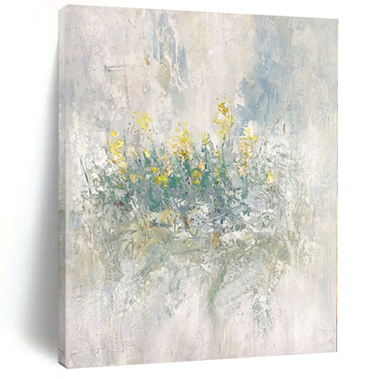 “Soft Yellow Floral Impressions” Abstract Acrylic Art CT0304